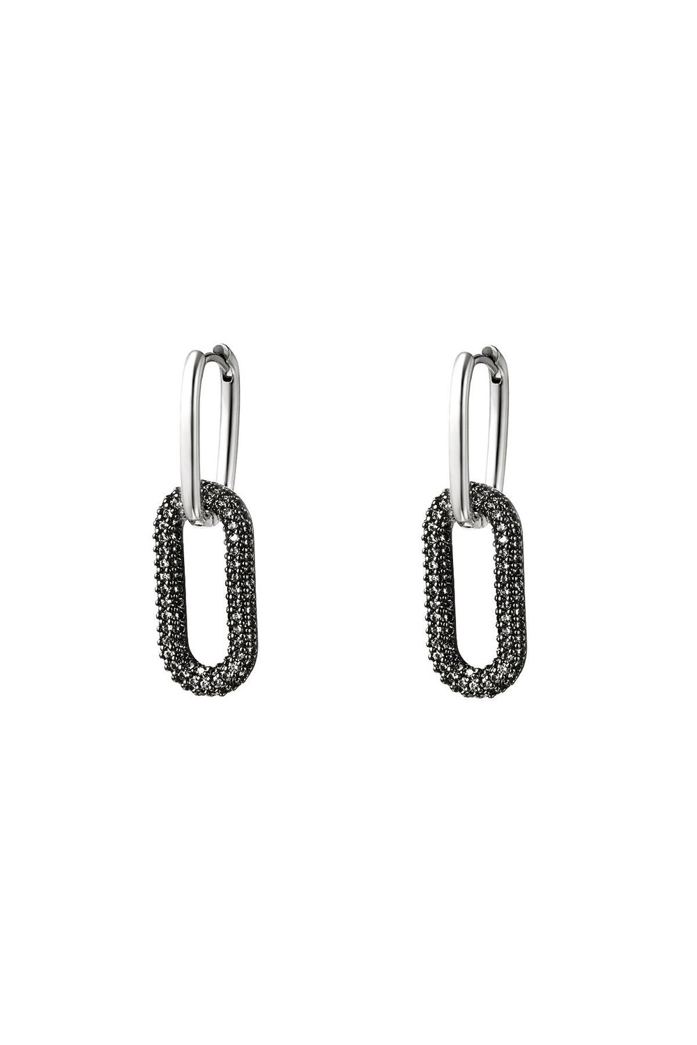 copper linked earrings with zircon stones - large